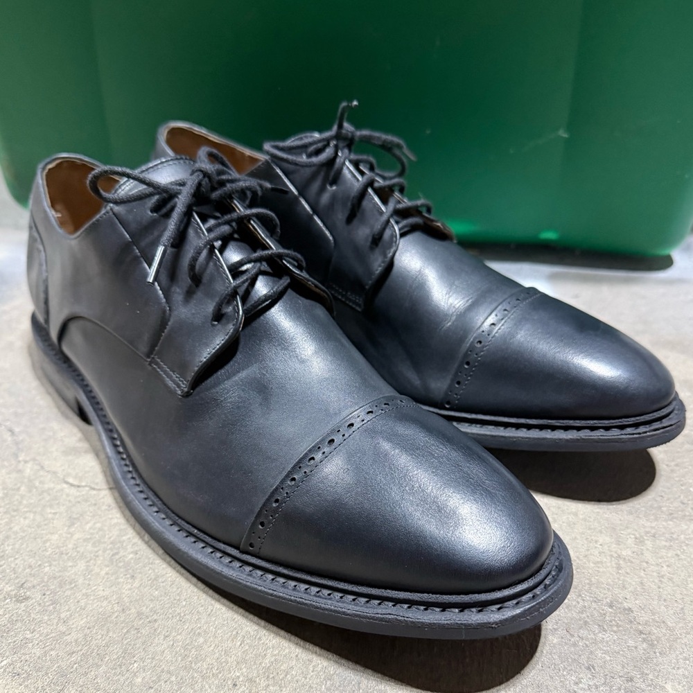 Bostonian Cap-Toe Leather Shoes Vibram Goodyear Welt Soles Men’s Black 12M 15351 - Picture 2 of 14